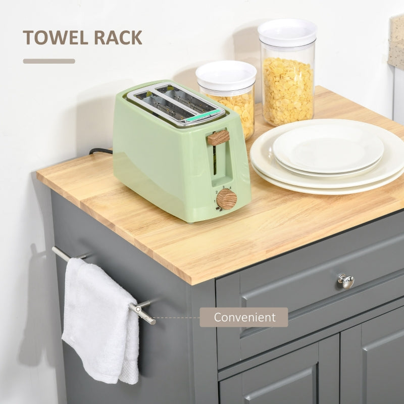 HOMCOM Kitchen Cart, Rolling Kitchen Island Cart with Drawer, Adjustable Shelf and 2 Towel Racks, Grey